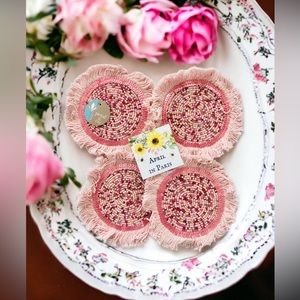 Boho Shabby Chic Southern Glam Pink Beaded Coasters